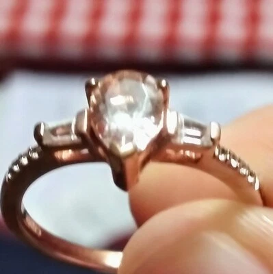 Pink Morganite And White Topaz Ring 18 Rose Gold Over Sterling - Image 1 of 4