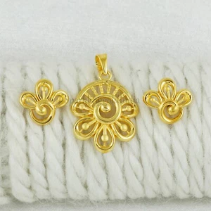 22k Gold Pendant Earring Set Handmade 22kt Hallmark Gold Women Pendant - Picture 1 of 6