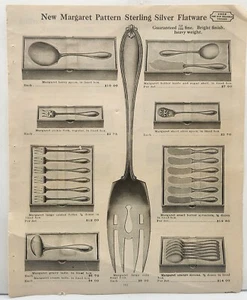 Pagina catalogo annunci stampa posate argento sterling modello Margaret anni '20 circa - Foto 1 di 2