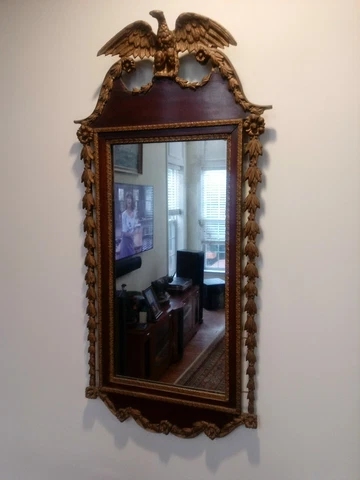 1840 -1860 Federal Mahogany & Gold Gilt  Gesso Eagle Wall Mirror. SALE Cover