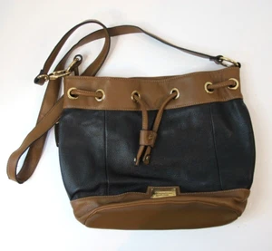Tignanello 2 Tone Brown & Black Cross body Leather Satchel Handbag - Picture 1 of 10