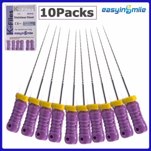 10pack Dental Hand Use K-Files 25mm Stainless Steel Endodontic Root Canal Files - Picture 1 of 9