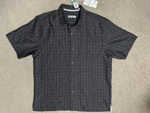 Tommy Bahama Men's Shirt Las Polomas Jacquard SILK Blend LARGE grey black NEW - Picture 1 of 11