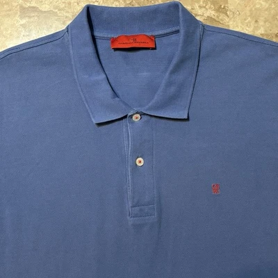 Polo Carolina Herrera Para Hombres XL Azul Piqué Malla Manga Corta Algodón CH Logo Foto 1 de 4