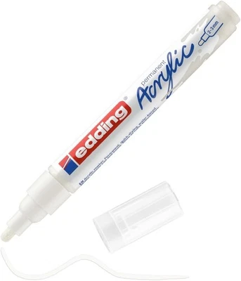 Edding 5100 Acrylmarker medium - weiß - 1 Acrylstift wasserfest - mittlere Runds