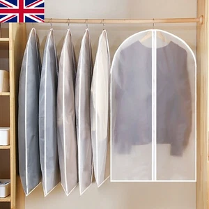 2/5PCS Large Hanging Suit Bags Dress Coat Jacket Clothes Cover Dust Protector UK - Picture 1 of 15