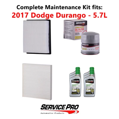 2017 Dodge Durango 5.7L Complete Cabin, Air & Oil Filter Kit (0W-20) Foto 1 de 4