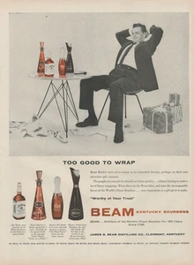 1955 Jim Beam Kentucky Bourbon Too Good To Wrap Vintage Print Ad - Picture 1 of 1