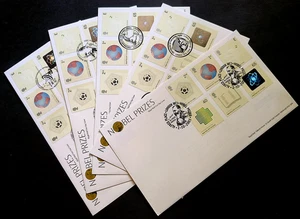 Great Britain UK "NOBEL PRIZES" 5 FDC with Unique Stamps & Special Postmark 2001 - Picture 1 of 24