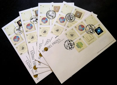 Great Britain UK "NOBEL PRIZES" 5 FDC with Unique Stamps & Special Postmark 2001 - Image 1 of 4