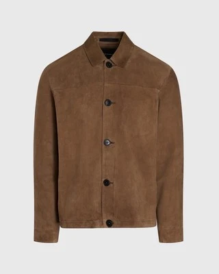 Club Monaco Lightweight Suede Jacket - Oak - Size L - RP £600 - Image 1 of 4