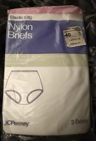 Vintage NOS JC Penney Nylon Briefs Size 40 (7) 3-Pack Granny Panties in pkg new 