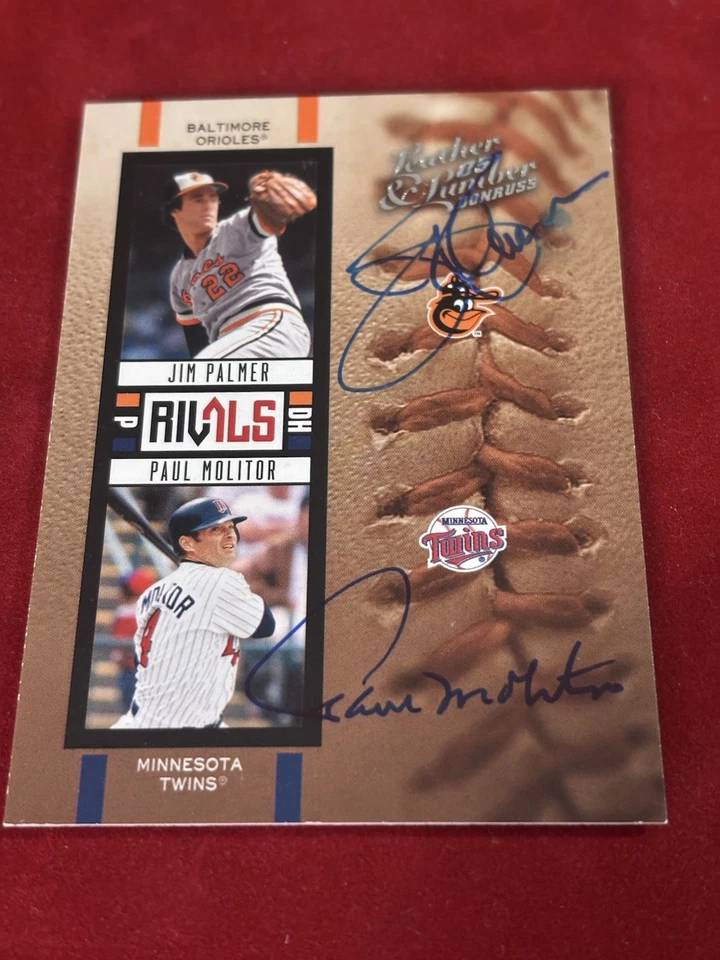 2005 Donruss Leather & Lumber Rivals /2000 Paul Molitor Jim Palmer autografado - Imagem 1 de 1