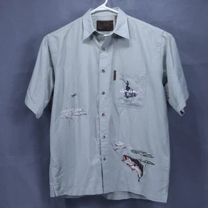 NORTH RIVER Outfitters Men Large Largemouth Bass Embroidered Button Down Shirt - Picture 1 of 9