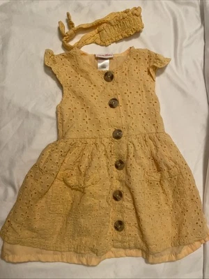 Vestido Little Lass 24m Amarillo Con Botones Y Diadema #126 Foto 1 de 4