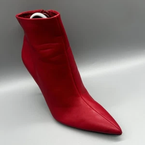 Zara Ankle Boots Stiletto Cherry Red Zip Point Toe Womens Uk 6 Eu 39 - Picture 1 of 7