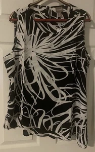 Chico's entzückendes geblümtes Sketch-Drama schwarz/weiß Lagenlook Tanktop Gr. 3 neu mit Etikett - Bild 1 von 5