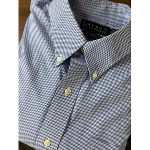 Lauren Ralph Lauren Mens Classic Fit Non Iron Blue Gingham Shirt 17 32/33 - Picture 1 of 7