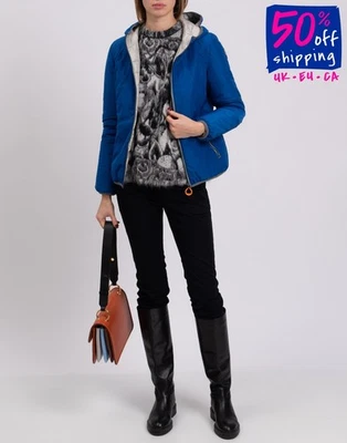 CRUST REVOLUTION Jacket Size S Padded Striped Trim Hooded Quilted Inside - Image 1 of 4