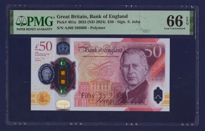 GREAT BRITAIN UK - ENGLAND - P401a - 50 Pounds 2024 - Charles III - PMG66 - UNC - Image 1 of 2