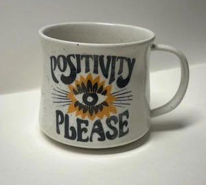 Anthropologie Mug "Positivity Please" Dazey LA Coffee Mug Sunflower/Eye of Horus - Picture 1 of 6