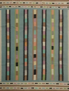 Light Blue Striped Kilim Area Rug 10x10 for Modern Living Spaces Reversible Rug - Picture 1 of 11