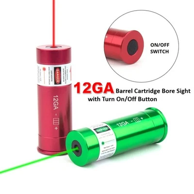 12 Gauge Boresighter Red/Green Dot Laser Bore Sight Cartridge with Power Switch - Image 1 of 4