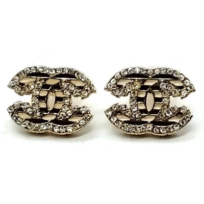 Auth CHANEL - Silver Clear Hardware Rhinestones post EarringsAuth - Image 1 of 4