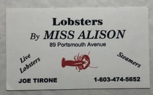Vintage Business Card Lobsters By Miss Alison New Hampshire - Picture 1 of 1