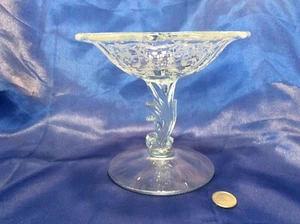 Vintage Forstoria Baroque Rose Etched Pedestal Bon Bon Dish RBE - Picture 1 of 6