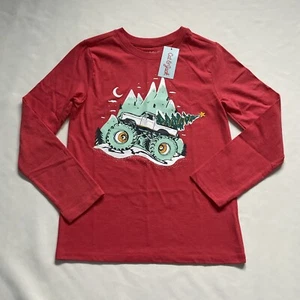 Cat &Jack Boys' Christmas Truck Tree Graphic Long Sleeve T-Shirt M 8-10 - Picture 1 of 6