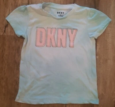 DKNY Girls Size 6X Pink Glitter Logo Short T-Shirt  - Image 1 of 2