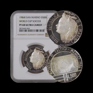 SAN MARINO. 1986, 1000 Lire, Silver - NGC PF68 - Top Pop 🥇 World Cup 🌈 Toned  - Picture 1 of 5