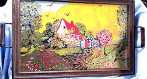 Vintage Painted Lithograph Handled Tray - Picture 1 of 3