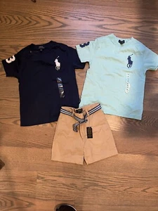 polo ralph lauren boys kids size 5 Outfit 3 Pieces Shirts With Big Polo Logo And - Picture 1 of 8