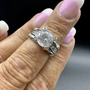 HERMOSO CONJUNTO DE ALIANZA DE COMPROMISO DE BODA DE PLATA ESTERLINA TALLA 5,25 - Imagen 1 de 24