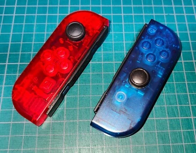 Controladores Joy Con personalizados Nintendo Switch Clere rojo azul transparente japonés Foto 1 de 2
