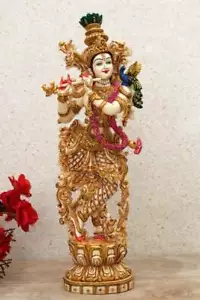 Estatua del Señor Krishna Decoración del Templo Dios del Amor Deidad Hindú Aniversario Regalos - Imagen 1 de 8