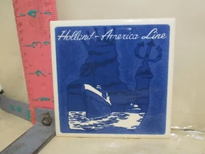 AZULEJO DE RECUERDO HOLLAND AMÉRICA LINE - CONTORNO POSEIDON CON REVESTIMIENTO EN SOMBRA - Imagen 1 de 1