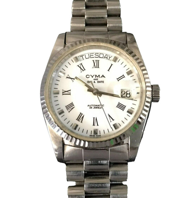 cyma day date automatic 25 jewels