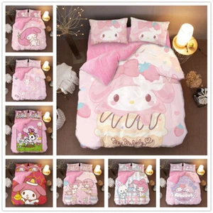 Japan Anime My Melody Flannels Bed Sheet Quilt Cover Pillow Case Beddings Sets - Picture 1 of 17