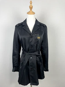 G-Star Raw Black V-Neck Buttons Belted Opter Women's Trench Size M - Picture 1 of 21