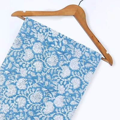5 Yards Indian voile Fabric Cotton Sanganeri Hand Block Print Floral Fabric - Image 1 of 4
