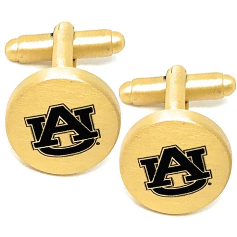 Auburn University Tigers Cuff Links Brushed Gold Cufflink Set Cover