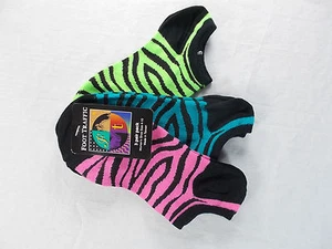 NWT Foot Traffic No-Show 3-Pair Packs Zebra Pattern Socks - Great Gift Idea - Picture 1 of 2