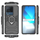 For Vivo Iqoo Neo7, 3D 3In1 Shockproof Rugged Grip Ring Car Holder Case + Glass