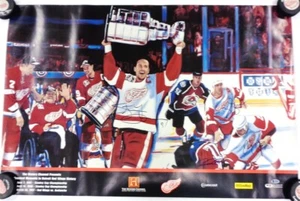 Detroit Red Wings v Colorado Avalanche fight signed 24x36 poster BAS Beckett LOA - Picture 1 of 3