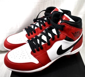 Size 8 - Nike Men’s Air Jordan 1 Mid TD Chicago Football Cleats FJ6805-106 - Picture 1 of 9