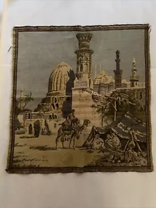Antique Unframed Middle Eastern Arabian Scene Tapestry - Picture 1 of 19