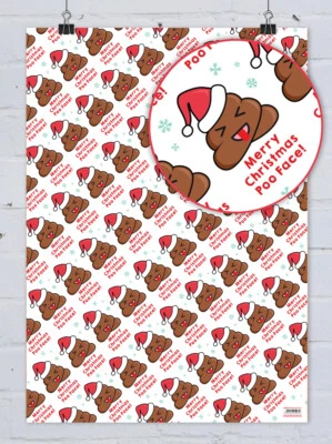 BRAINBOX CANDY SALE Cheeky Poo Emoji Christmas Gift Wrap Funny Xmas Wrapping Paper Novelty Rude